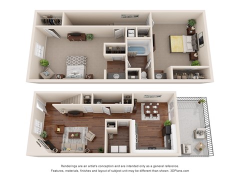 a stylized floor plan of a 1 bedroom apartment